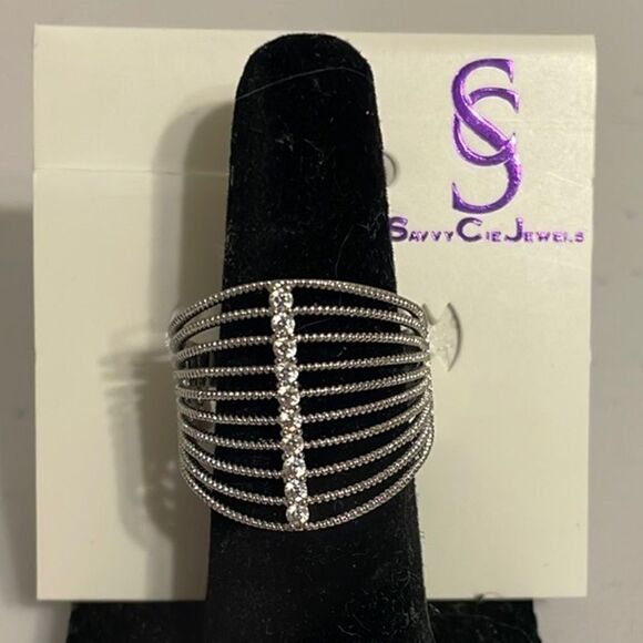 Savvy Cie Jewels Rhodium Plated Brass Ring NWT - Picture 1 of 13